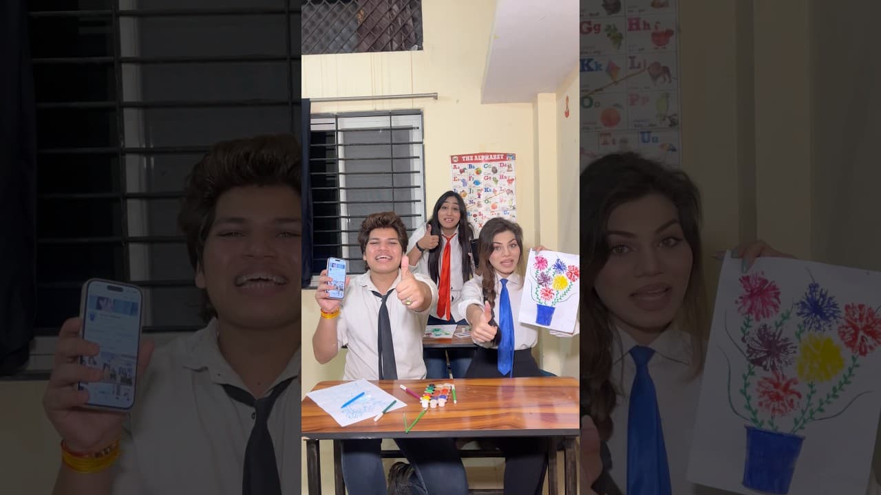 Flower painting🖼️in School😱|| Jashvi Vishvi || #shorts #youtubeshorts #trending #viral