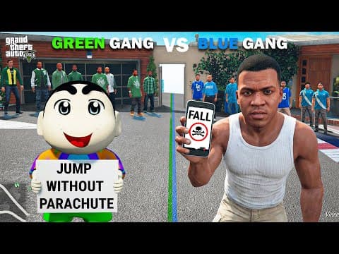 Franklin Blue Gang Gives Impossible Dares To Shinchan Green Gang In GTA 5!